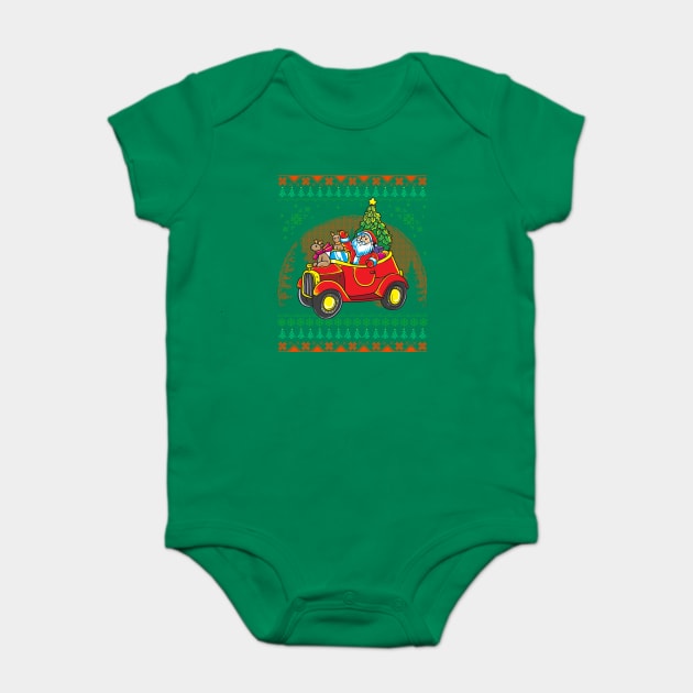 Santa Ugly Christmas Sweater Style Funny Humor Baby Bodysuit by creative